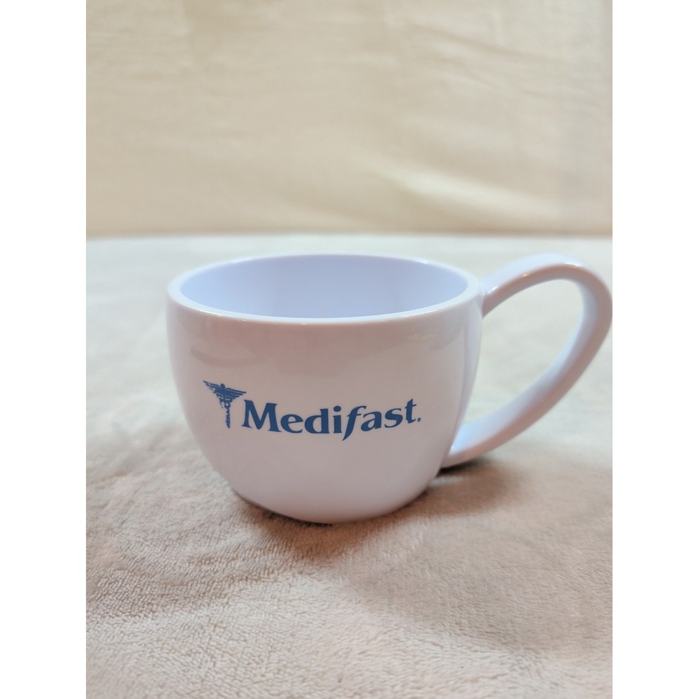 VisionUSA Medifast Soup Mug White Plastic Cup Blue Logo Promotional 3 Inch